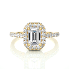 Emerald Cut Lab Grown Diamond Halo Engagement Ring