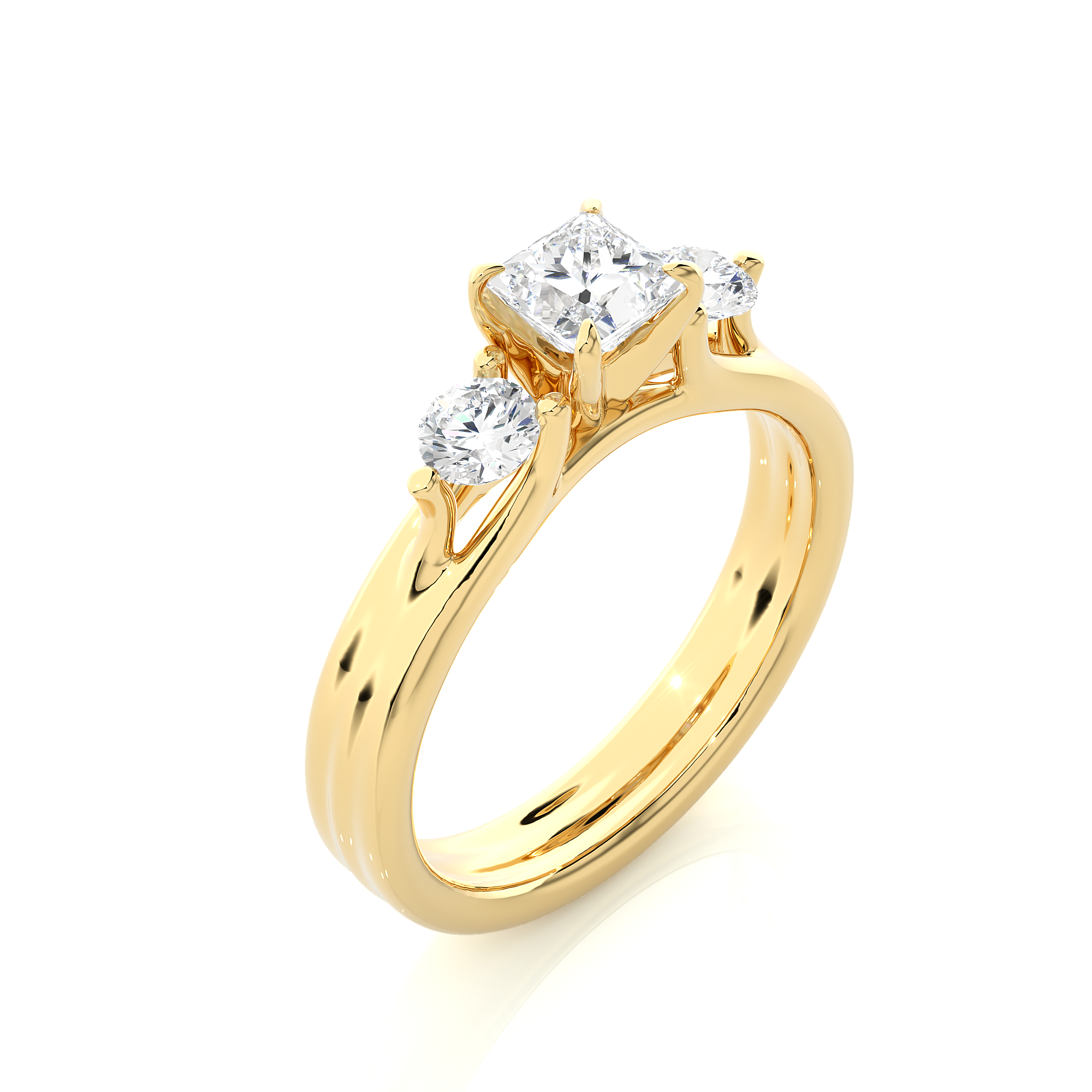 Princess Diamond Three Stone Engagement Ring