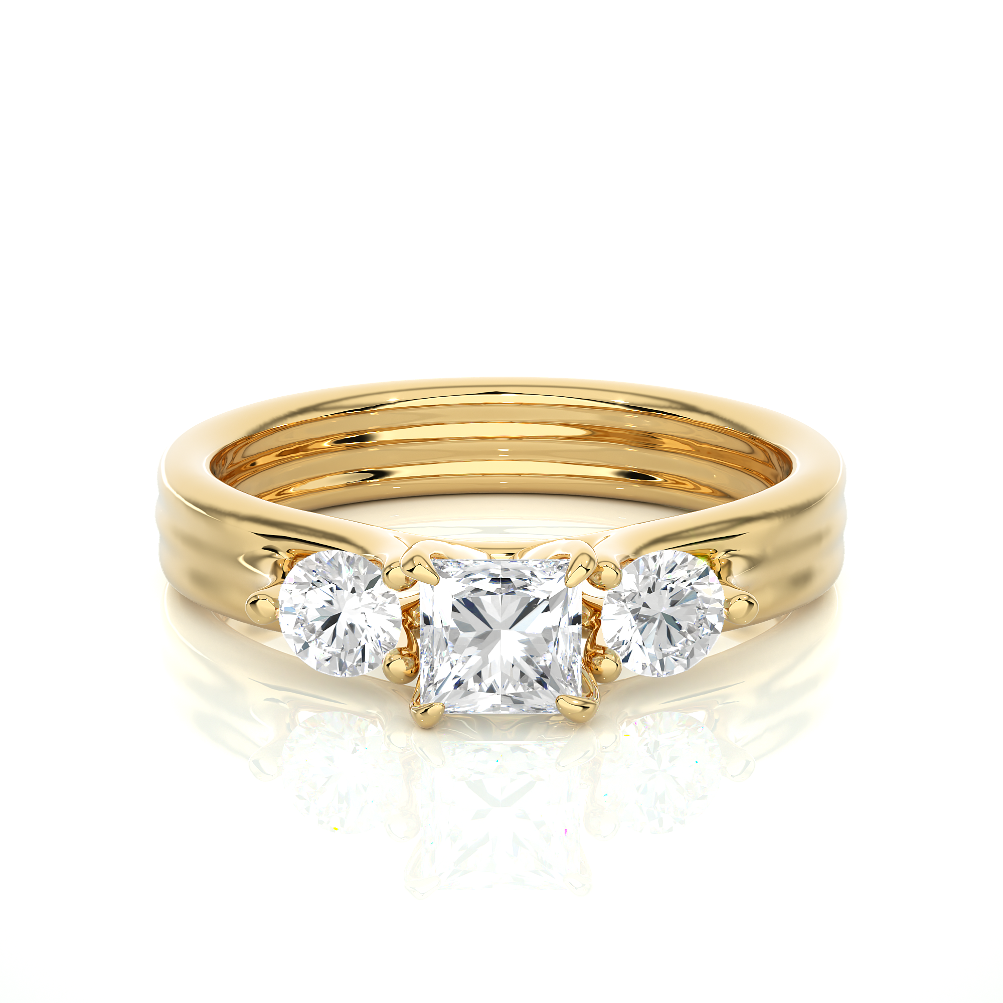 Princess Diamond Three Stone Engagement Ring