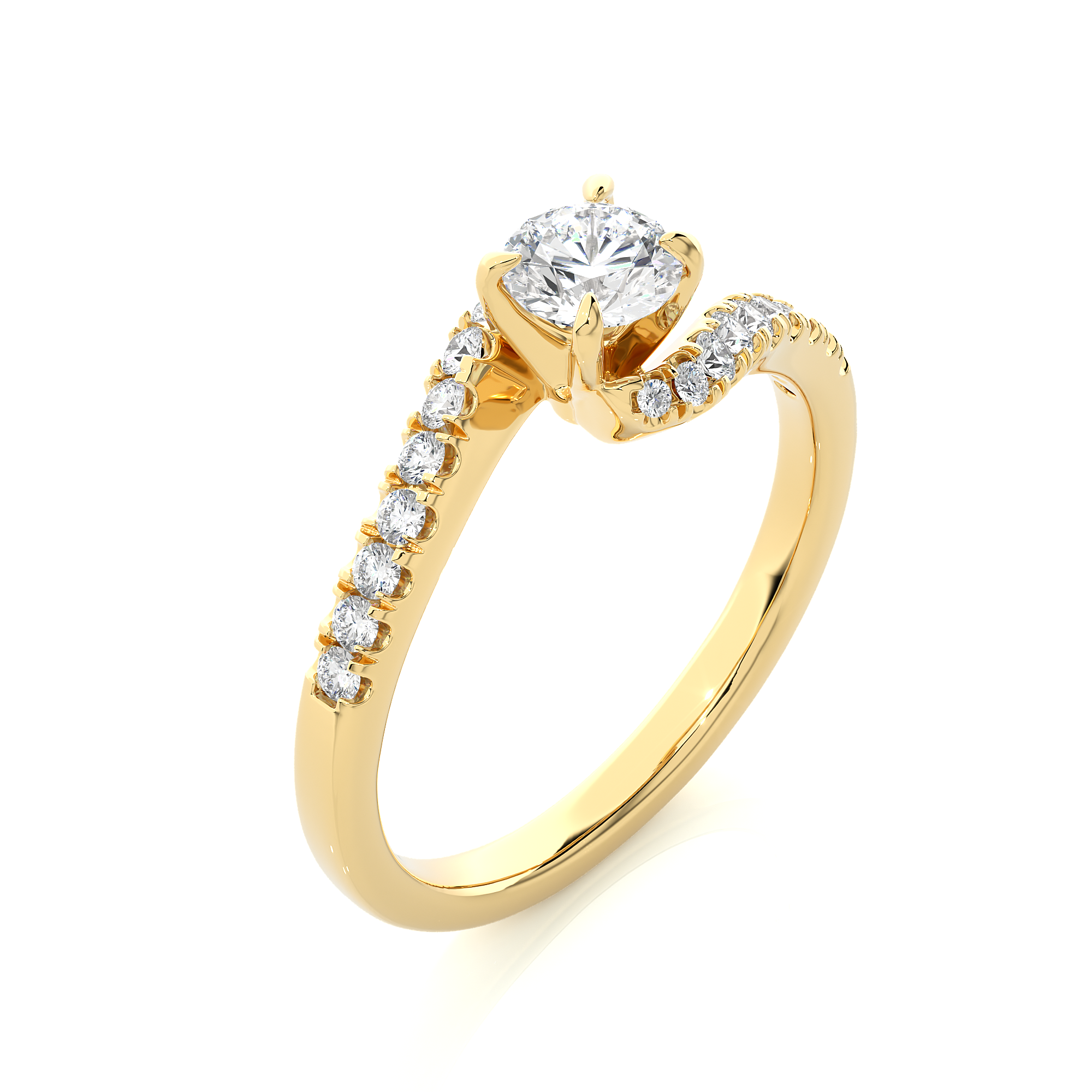 Round Lab Grown Diamond Twist Split Shank Engagement Ring