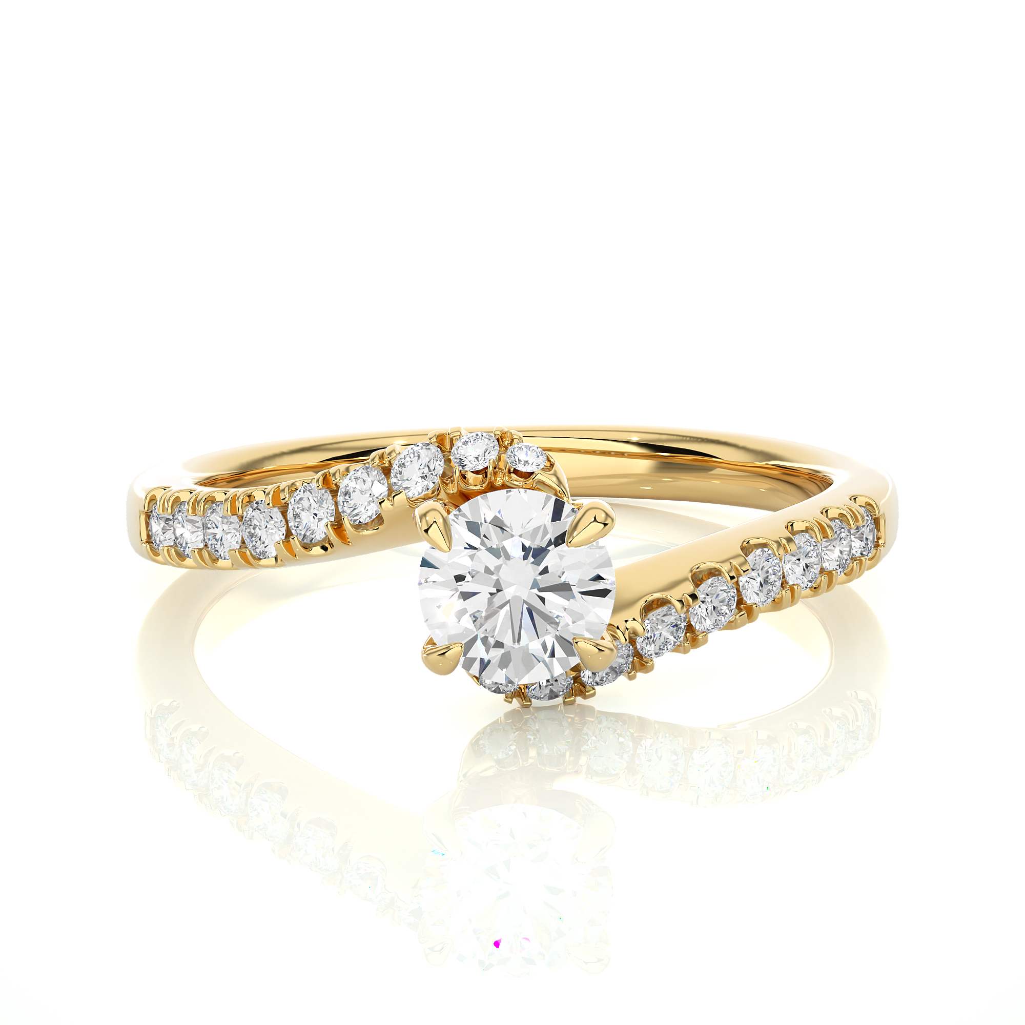 Round Lab Grown Diamond Twist Split Shank Engagement Ring