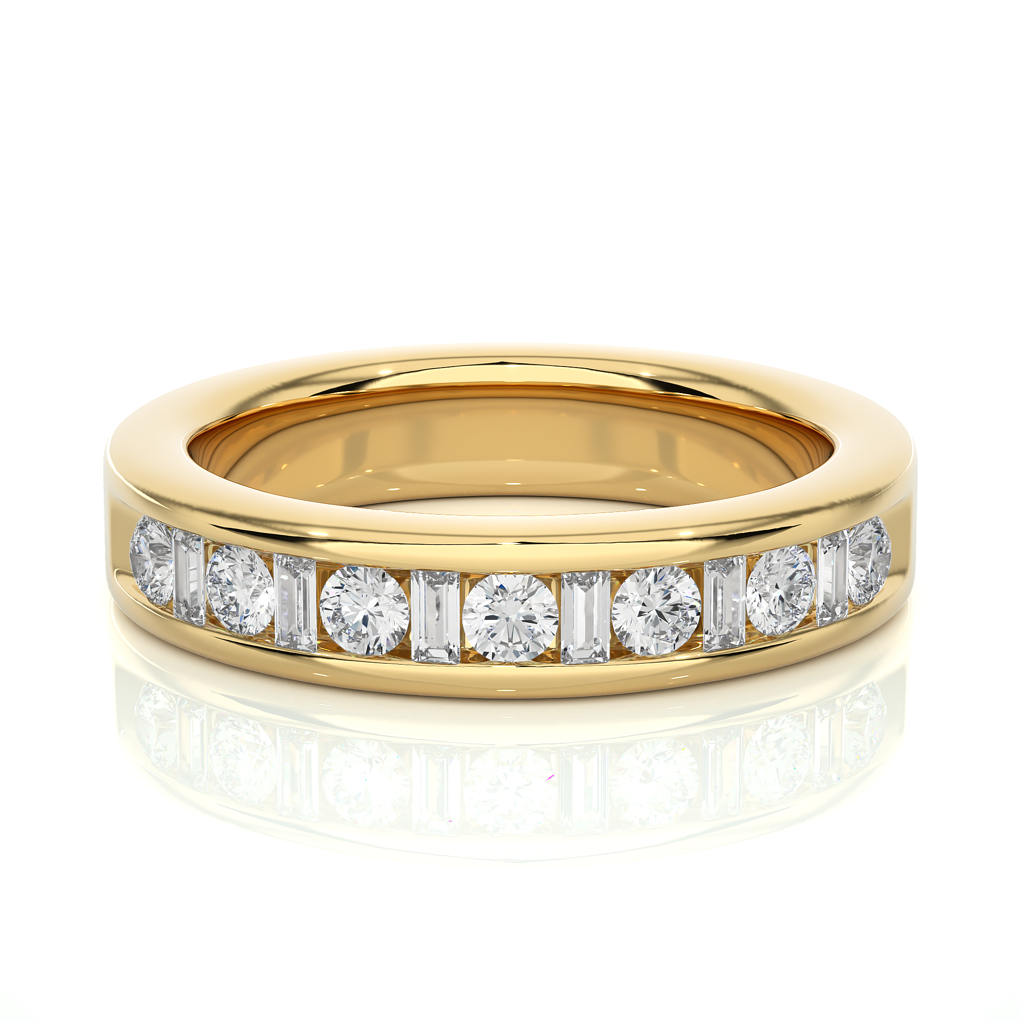 Round and Baguette Cut Lab Grown Diamond Eternity Ring